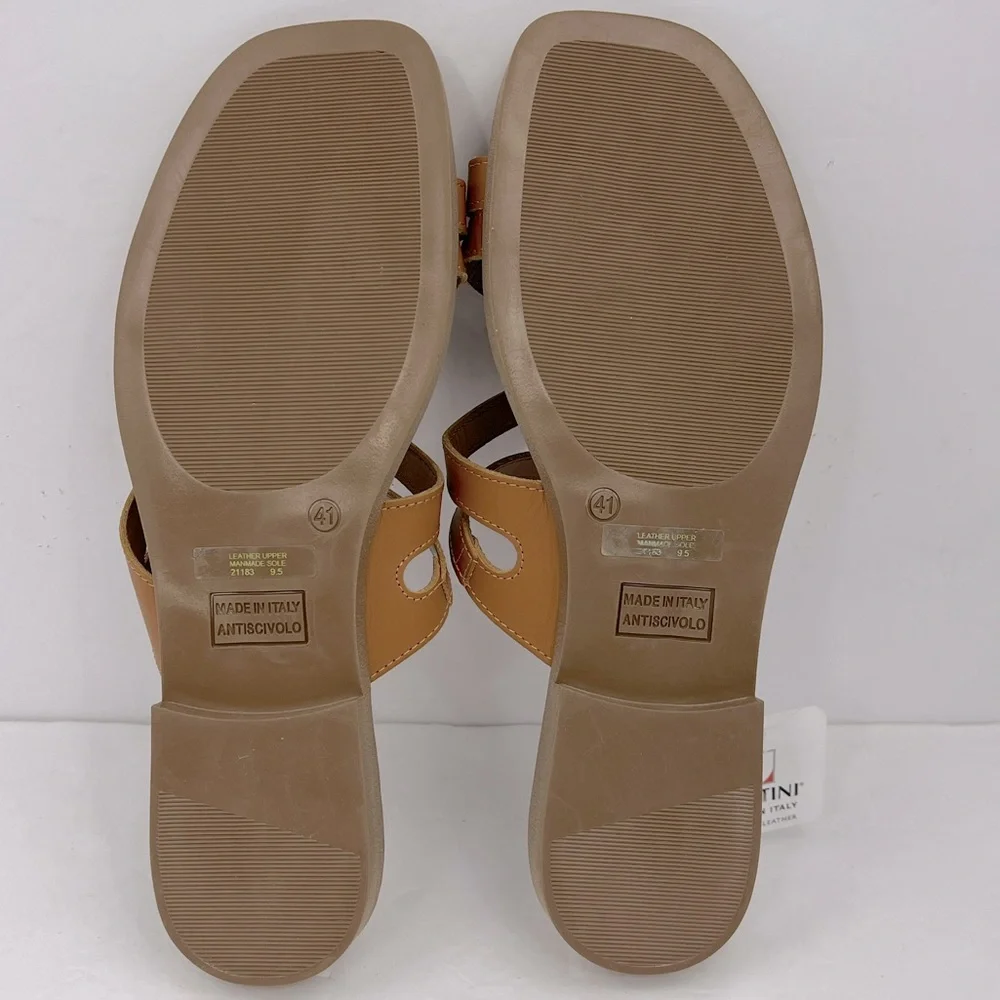 LOTTINI, VACCHETTA MULTI STRAP, BROWN LEATHER FLAT SANDALS, SIZE US 9.5 EU 41